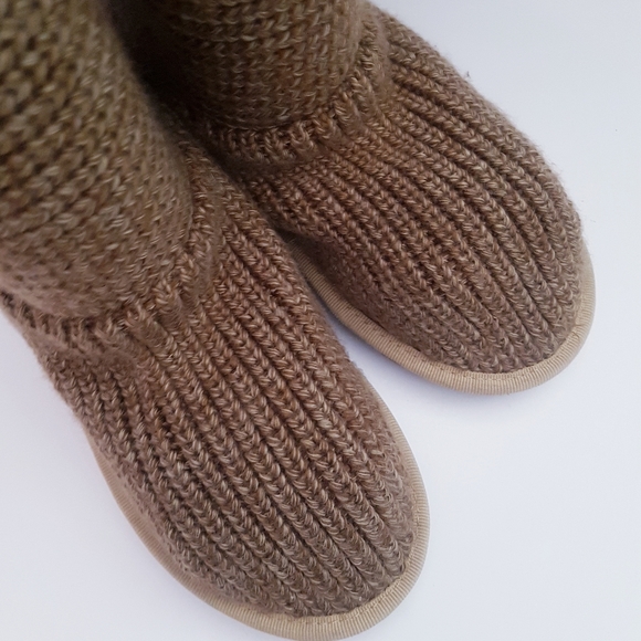 UGG Brown Tall Soft Knit Boots With Buttons - Picture 5 of 14